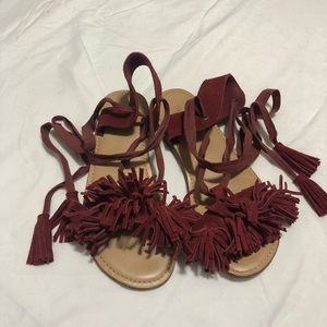 Zara girls sandals that wrap around the ankle